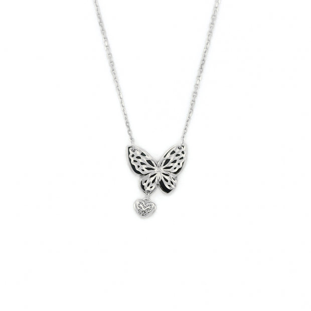 Butterfly Heart Drop Necklace