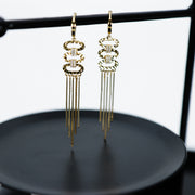 Textured Ovals with Chain Drops Earrings