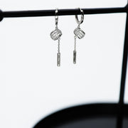 Hollow Cylinder VI Tag Drop Earrings